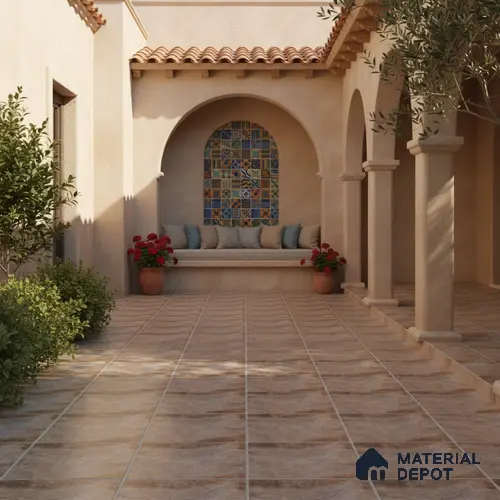 Stone Floor Tile TL 10097 Season Stone | 16 x 16 inch - 12 mm thick | Vitrified Anti Skid Matte Finish Heavy Duty Parking Tile | Ideal For Outdoor, High Traffic Areas, Terrace | Pattern Alignment May Vary | 2-3 mm Spacer is Mandatory