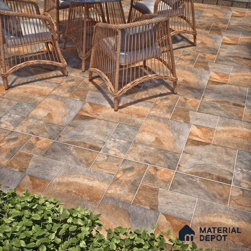 Stone Floor Tile TL 10097 C Season Stone 8 x 8 inch Matte Finish Vitrified Anti Skid Tile - 12 mm | Suitable For Balcony, Patio, Bathroom