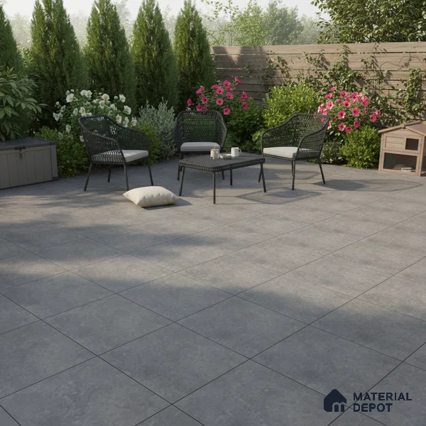Stone Floor Tile TL 10098 Rust Grey | 16 x 16 inch - 12 mm thick | Vitrified Anti Skid Matte Finish Heavy Duty Parking Tile | Ideal For Outdoor, High Traffic Areas, Bathroom | Pattern Alignment May Vary | 2-3 mm Spacer is Mandatory