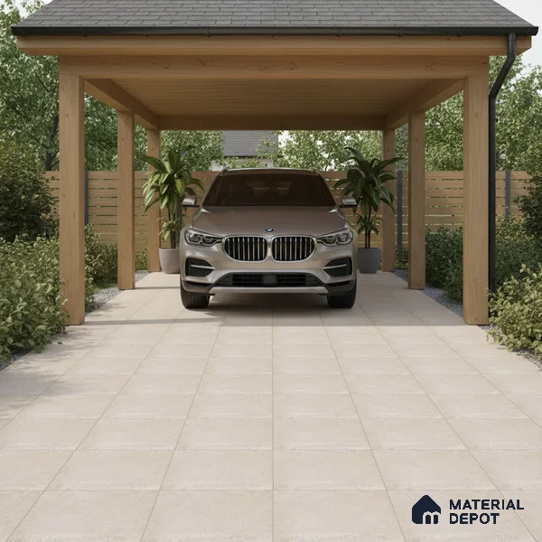 Stone Floor Tile TL 10099 Rust Natural | 16 x 16 inch - 12 mm thick | Vitrified Anti Skid Matte Finish Heavy Duty Parking Tile | Ideal For Bathroom, High Traffic Areas, Terrace | Pattern Alignment May Vary | 2-3 mm Spacer is Mandatory