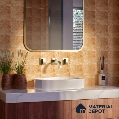 Stone Floor Tile TL 10099 C Rust Natural 8 x 8 inch Matte Finish Vitrified Anti Skid Tile - 12 mm | Suitable For Balcony, Patio, Bathroom
