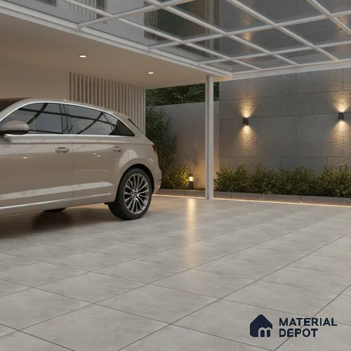 Stone Floor Tile TL 10100 Siena Beige | 16 x 16 inch - 12 mm thick | Vitrified Anti Skid Matte Finish Heavy Duty Parking Tile | Ideal For Outdoor, High Traffic Areas, Terrace | Pattern Alignment May Vary | 2-3 mm Spacer is Mandatory