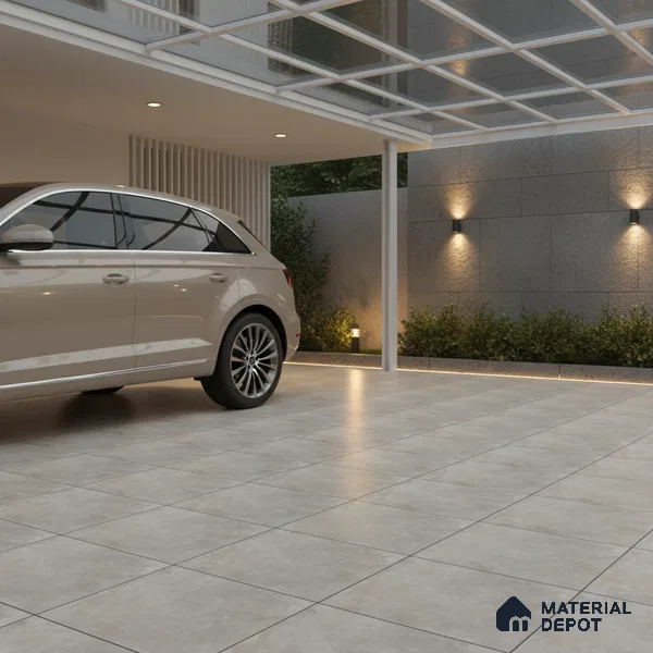 Stone Floor Tile TL 10100 Siena Beige | 16 x 16 inch - 12 mm thick | Vitrified Anti Skid Matte Finish Heavy Duty Parking Tile | Ideal For Bathroom, High Traffic Areas, Terrace | Pattern Alignment May Vary | 2-3 mm Spacer is Mandatory