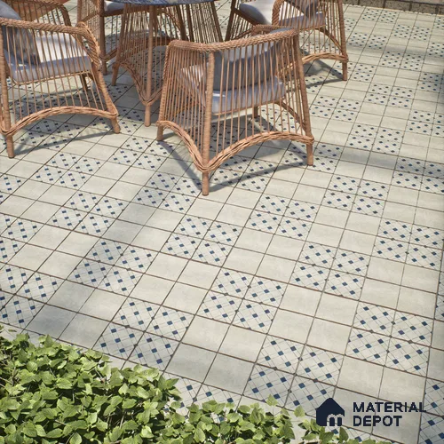 Stone Floor Tile TL 10101 C Modulo Bianco 10 x 10 inch Matte Finish Vitrified Anti Skid Tile - 12 mm | Suitable For Balcony, Patio, Bathroom