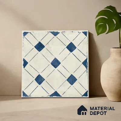 Subway Floor Tile TL 10101 D Modulo Bianco Decor 10 x 10 inch Matte Finish Vitrified Anti Skid Tile - 12 mm | 8 Random Design | Suitable For Balcony, Patio, Bathroom
