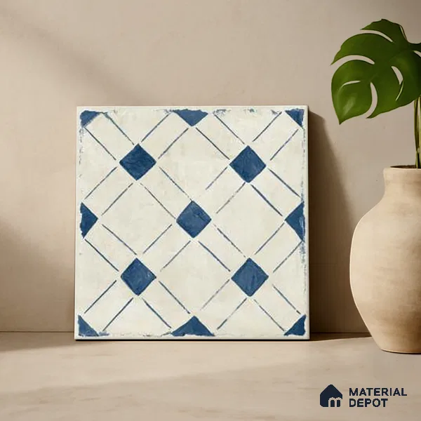 Subway Floor Tile TL 10101 D Modulo Bianco Decor 10 x 10 inch Matte Finish Vitrified Anti Skid Tile - 12 mm | 8 Random Design | Suitable For Balcony, Patio, Bathroom