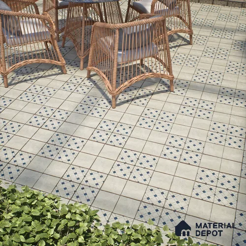 Subway Floor Tile TL 10101 D Modulo Bianco Decor 10 x 10 inch Matte Finish Vitrified Anti Skid Tile - 12 mm | 8 Random Design | Suitable For Balcony, Patio, Bathroom