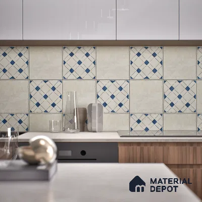 Subway Floor Tile TL 10101 D Modulo Bianco Decor 10 x 10 inch Matte Finish Vitrified Anti Skid Tile - 12 mm | 8 Random Design | Suitable For Balcony, Patio, Bathroom