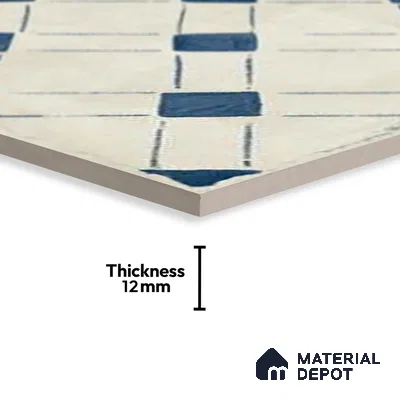 Subway Floor Tile TL 10101 D Modulo Bianco Decor 10 x 10 inch Matte Finish Vitrified Anti Skid Tile - 12 mm | 8 Random Design | Suitable For Balcony, Patio, Bathroom