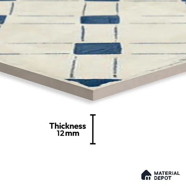 Subway Floor Tile TL 10101 D Modulo Bianco Decor 10 x 10 inch Matte Finish Vitrified Anti Skid Tile - 12 mm | 8 Random Design | Suitable For Balcony, Patio, Bathroom