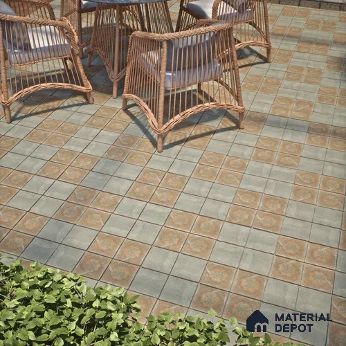 Stone Floor Tile TL 10102 C Modulo Grey 10 x 10 inch Matte Finish Vitrified Anti Skid Tile - 12 mm | Suitable For Balcony, Patio, Bathroom