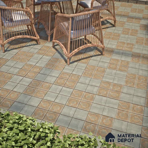 Stone Floor Tile TL 10102 D Modulo Grey Decor 10 x 10 inch Matte Finish Vitrified Anti Skid Tile - 12 mm | 8 Random Design | Suitable For Balcony, Patio, Bathroom