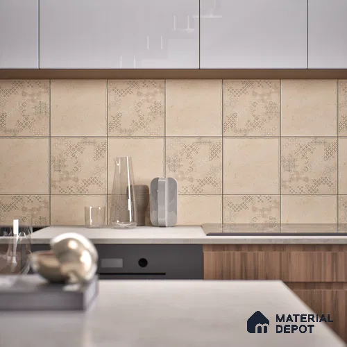 Subway Floor Tile TL 10105 D Modulo Sand Decor 10 x 10 inch Matte Finish Vitrified Anti Skid Tile - 12 mm | 4 Random Design | Suitable For Balcony, Patio, Bathroom