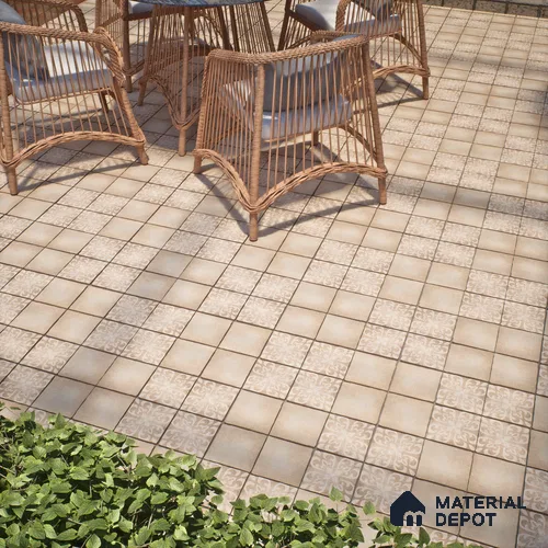 Stone Floor Tile TL 10106 C Modulo Pearl 10 x 10 inch Matte Finish Vitrified Anti Skid Tile - 12 mm | Suitable For Balcony, Patio, Bathroom