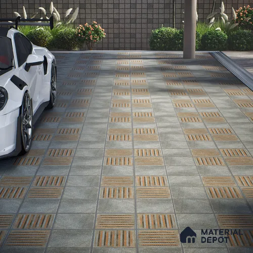 Patterned Floor Tile TL 10107 D Modulo Thunder Decor 10 x 10 inch Matte Finish Vitrified Anti Skid Tile - 12 mm | 4 Random Design | Suitable For Balcony, Patio, Bathroom