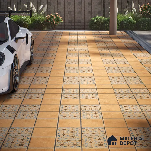 Stone Floor Tile TL 10108 C Modulo Gold 10 x 10 inch Matte Finish Vitrified Anti Skid Tile - 12 mm | Suitable For Balcony, Patio, Bathroom