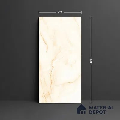 Marble Onyx Wall & Floor Tile TL 10111 Vanilla Cream 4 ft x 2 ft Glossy Finish Vitrified Tile - 9 mm | Suitable For Living Room, Bedroom, Dining