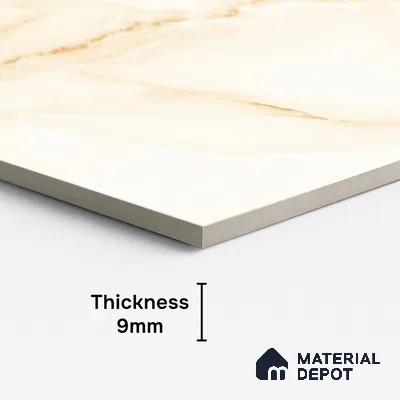 Marble Onyx Wall & Floor Tile TL 10111 Vanilla Cream 4 ft x 2 ft Glossy Finish Vitrified Tile - 9 mm | Suitable For Living Room, Bedroom, Dining