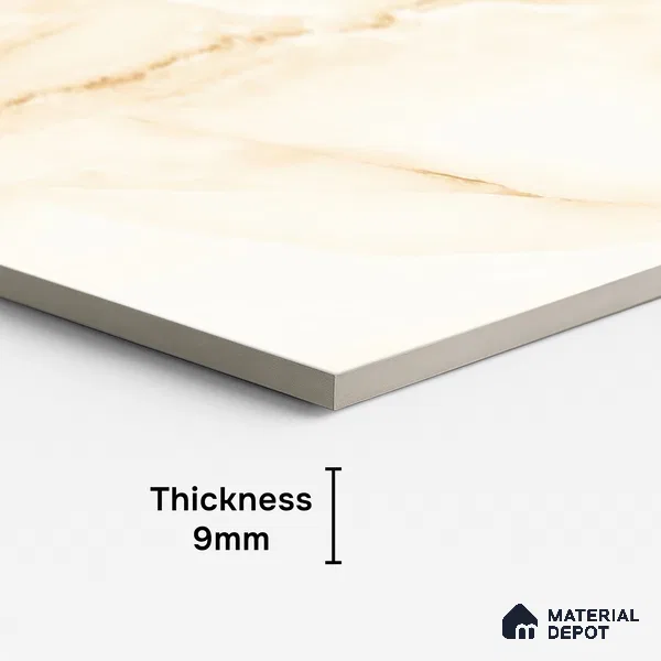 Marble Onyx Wall & Floor Tile TL 10111 Vanilla Cream 4 ft x 2 ft Glossy Finish Vitrified Tile - 9 mm | Suitable For Living Room, Bedroom, Dining