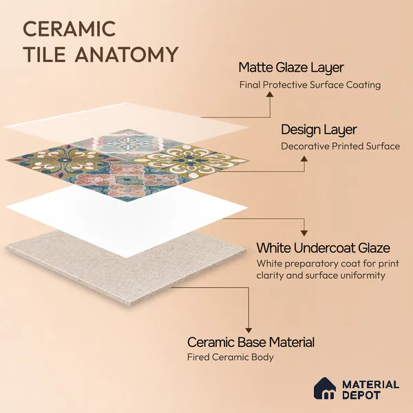 Moroccan Wall & Floor Tile TL 10113 F Antic Multy Decor 1 | 2 Random Designs | 1 ft x 1 ft Ceramic Matte Finish - 9 mm | Suitable for Bathroom, Kitchen, Balcony | Please Expect a Slight Variation of Pattern