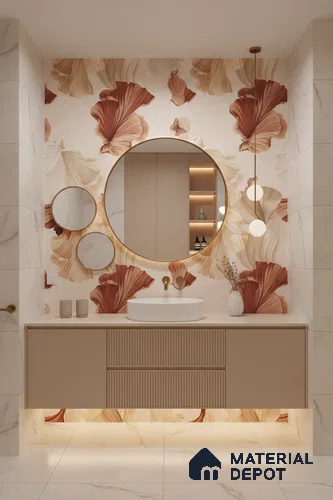 Floral Wall Tile TL 10114 Rocker Evolution Crema 4 ft x 2 ft Matte Finish GVT Vitrified Tile - 9 mm | Random Designs | Suitable for Bathroom, Accent/Feature Wall, Dining Area