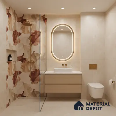 Floral Wall Tile TL 10114 Rocker Evolution Crema 4 ft x 2 ft Matte Finish GVT Vitrified Tile - 9 mm