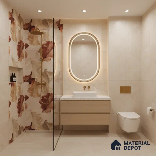 Floral Wall Tile TL 10114 Rocker Evolution Crema 4 ft x 2 ft Matte Finish GVT Vitrified Tile - 9 mm | Random Designs | Suitable for Bathroom, Accent/Feature Wall, Dining Area