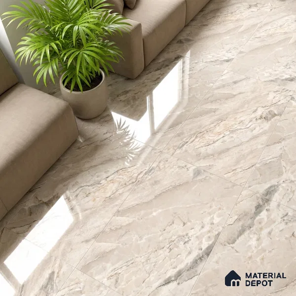 Endless Marble Floor & Wall Tile TL 10115 Argenta Crema 4 ft x 2 ft Glossy Finish Vitrified Tile - 9 mm | 6 random design | Suitable For Living Room, Bedroom, Bathroom
