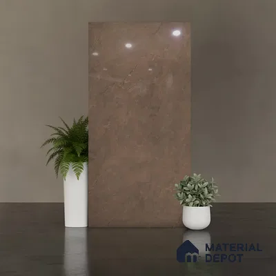 Stone Floor & Wall Tile TL 10117 Lumina Brown 4 ft x 2 ft Glossy Finish Vitrified Tile - 9 mm | 4 Random Design | Suitable For Living Room, Bedroom, Dining Area