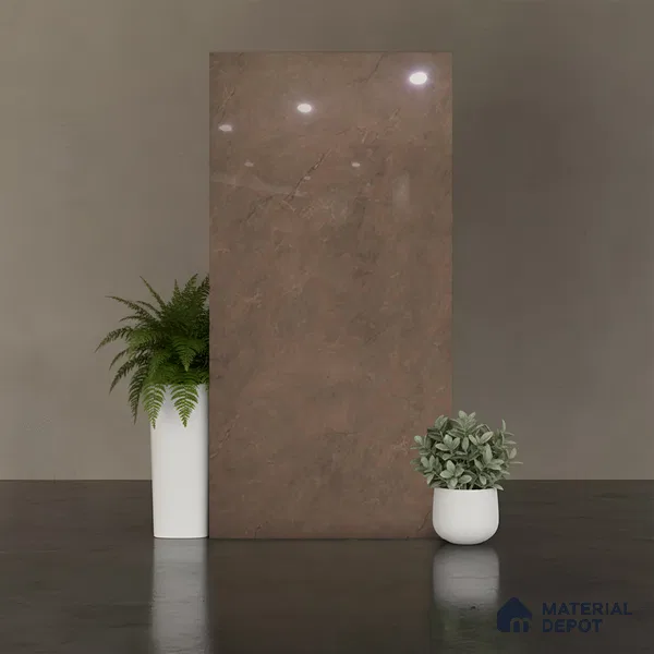 Stone Floor & Wall Tile TL 10117 Lumina Brown 4 ft x 2 ft Glossy Finish Vitrified Tile - 9 mm | 4 Random Design | Suitable For Living Room, Bedroom, Dining Area