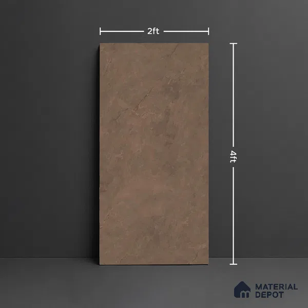 Stone Floor & Wall Tile TL 10117 Lumina Brown 4 ft x 2 ft Glossy Finish Vitrified Tile - 9 mm | 4 Random Design | Suitable For Living Room, Bedroom, Dining Area