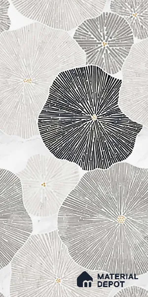 Floral Wall Tile TL 10121 Geometric Bricks Grey 4 ft x 2 ft Vitrified Matte Finish Tile - 9 mm | Suitable for Bathroom, Accent/Feature Wall, Dining Area