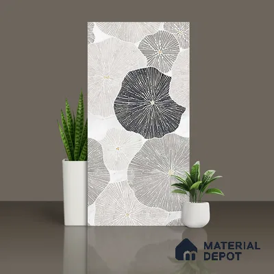Floral Wall Tile TL 10121 Geometric Bricks Grey 4 ft x 2 ft Vitrified Matte Finish Tile - 9 mm | Suitable for Bathroom, Accent/Feature Wall, Dining Area