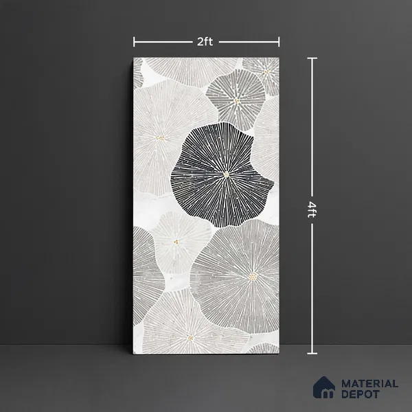 Floral Wall Tile TL 10121 Geometric Bricks Grey 4 ft x 2 ft Vitrified Matte Finish Tile - 9 mm | Suitable for Bathroom, Accent/Feature Wall, Dining Area