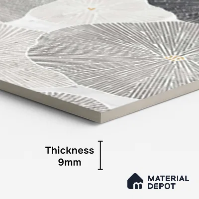 Floral Wall Tile TL 10121 Geometric Bricks Grey 4 ft x 2 ft Vitrified Matte Finish Tile - 9 mm | Suitable for Bathroom, Accent/Feature Wall, Dining Area