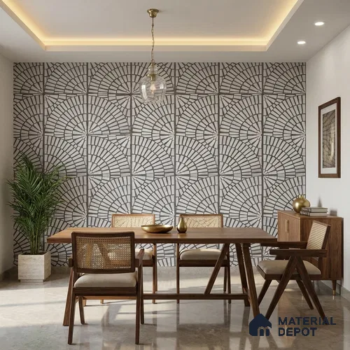 Wall Tile TL 10122 Cemento Brick Nero 4 ft x 2 ft Vitrified Matte Finish Tile - 9 mm | Suitable For Kitchen, Bathroom Walls and Backsplashes