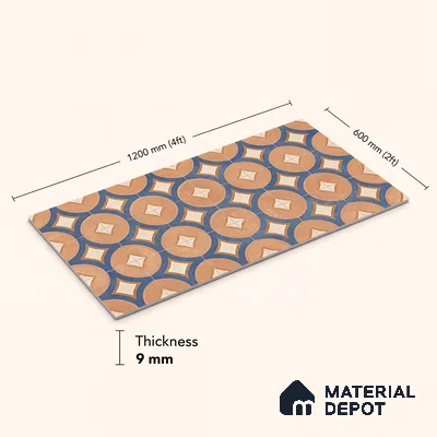 Patterned Wall Tile TL 10124 Fondant Cotto Decor 1 4 ft x 2 ft Vitrified Matte Finish Tile - 9 mm | Suitable For Kitchen, Bathroom Walls and Backsplashes