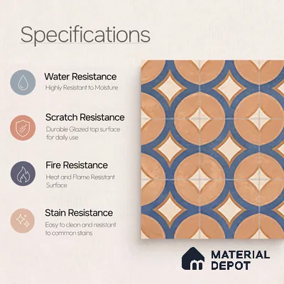 Patterned Wall Tile TL 10124 Fondant Cotto Decor 1 4 ft x 2 ft Vitrified Matte Finish Tile - 9 mm | Suitable For Kitchen, Bathroom Walls and Backsplashes
