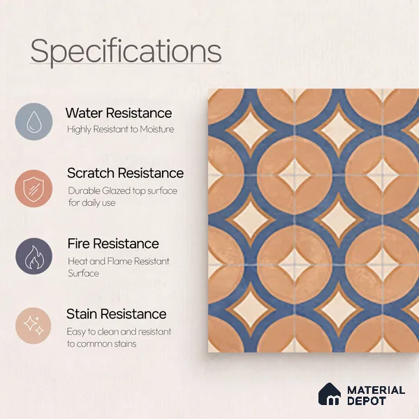 Patterned Wall Tile TL 10124 Fondant Cotto Decor 1 4 ft x 2 ft Vitrified Matte Finish Tile - 9 mm | Suitable For Kitchen, Bathroom Walls and Backsplashes