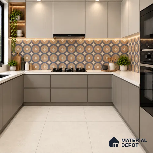 Patterned Wall Tile TL 10124 Fondant Cotto Decor 1 4 ft x 2 ft Vitrified Matte Finish Tile - 9 mm | Suitable For Kitchen, Bathroom Walls and Backsplashes