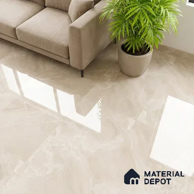 Marble Floor & Wall Tile TL 10130 Emperador Crema 4 ft x 2 ft Glossy Finish Vitrified Tile - 9 mm | 3 Random Design | Suitable for Living Room, Bedroom, Bathroom