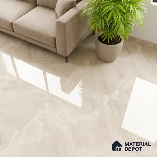 Marble Floor & Wall Tile TL 10130 Emperador Crema 4 ft x 2 ft Glossy Finish Vitrified Tile - 9 mm | 3 Random Design | Suitable for Living Room, Bedroom, Bathroom
