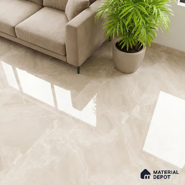 Marble Floor & Wall Tile TL 10130 Emperador Crema 4 ft x 2 ft Glossy Finish Vitrified Tile - 9 mm | 3 Random Design | Suitable for Living Room, Bedroom, Bathroom