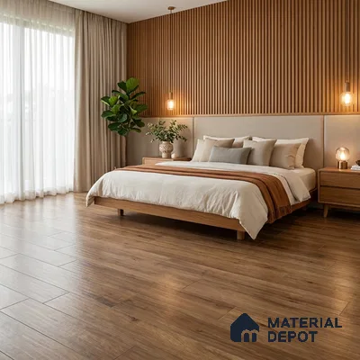 Wood Floor Tile TL 10131 Kiel Brown 1200x195 mm Matte Finish Vitrified Tile - 9 mm | | Suitable For Living Room, Bedroom, Dining Area | 2-3 mm Spacer is Mandatory (Sample)