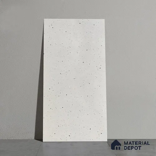 Terrazzo Floor & Wall Tile TL 10133 Bruno Flake Silver 4 ft x 2 ft Vitrified Matte Finish - 9 mm | Suitable for Living Room, Bedroom & Bathroom
