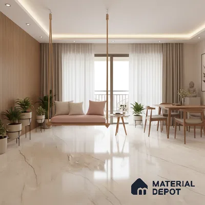 TL 10134 Fame Crema 6 ft x 4 ft Glossy Finish PGVT Vitrified Tile - 9 mm | Adhesive and Spacers Must be Used During Installation
