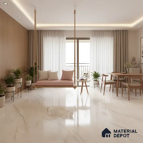 TL 10134 Fame Crema 6 ft x 4 ft Glossy Finish PGVT Vitrified Tile - 9 mm | Adhesive and Spacers Must be Used During Installation