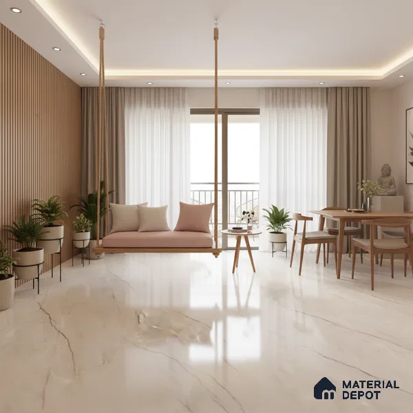 TL 10134 Fame Crema 6 ft x 4 ft Glossy Finish PGVT Vitrified Tile - 9 mm | Adhesive and Spacers Must be Used During Installation