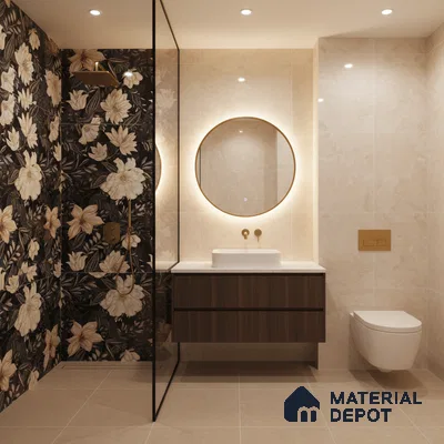 Floral Wall Tile TL 10149 | Super High Gloss Finish  Vitrified Tile - 9 mm | Suitable for Bathroom, Accent/Feature Wall, Dining Area