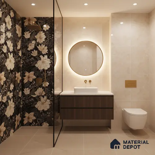 Floral Wall Tile TL 10149 | Super High Gloss Finish Vitrified Tile - 9 mm | Suitable For Kitchen, Bathroom, Bedroom & Office